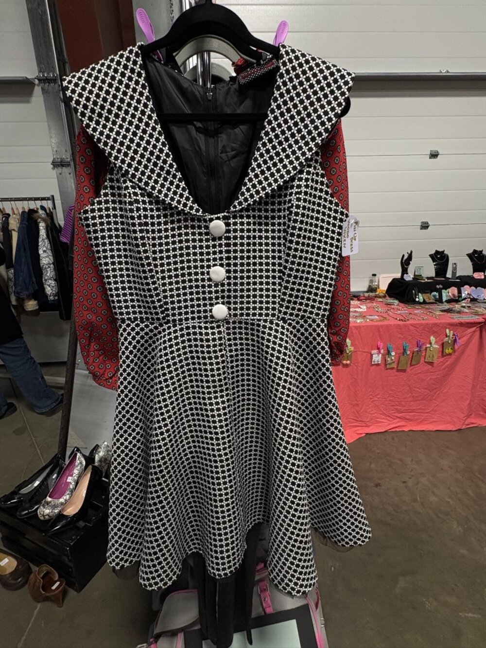 Voodoo Vixen XL Black White Retro Pinup Rockabilly Swing Dress